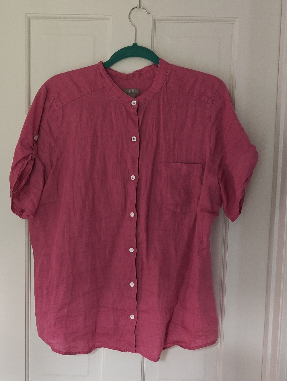 J. Jill Linen Rose-Pink Short Sleeve Button-Front Shirt